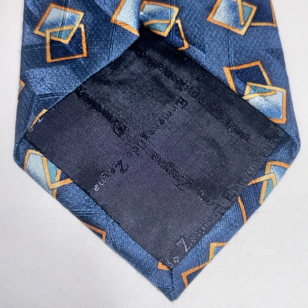 Ermengildo Zegna Exclusive Design‎ Men's silk necktie Blue geometric 58